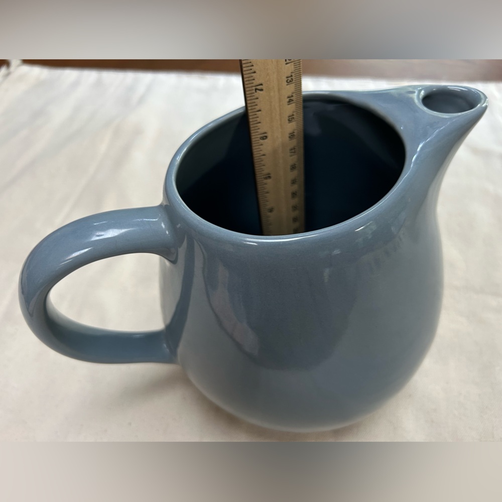 Elegant Blue Ceramic Pitcher, by Stanley Roberts of Homewood. Large grip handle.